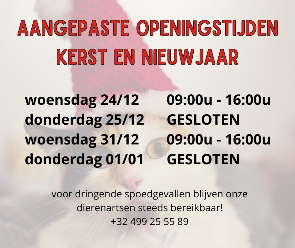 Op kerstavond en oudjaarsavond sluit de praktijk om 16:00h. Vrijdag 26/12 en…